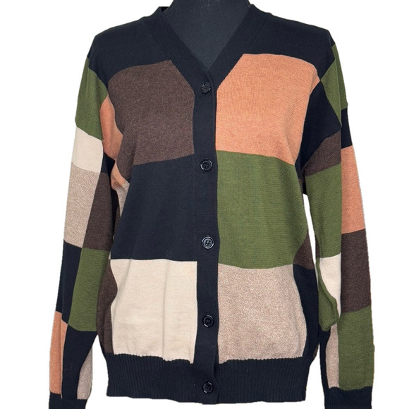 checkered multicoloured sweater cardigan - Picture 4 of 10